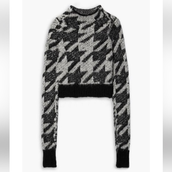 Rag & Bone Edith Mock Neck Black Houndstooth Soft Alpaca Sweater (Size M) - Picture 4 of 5